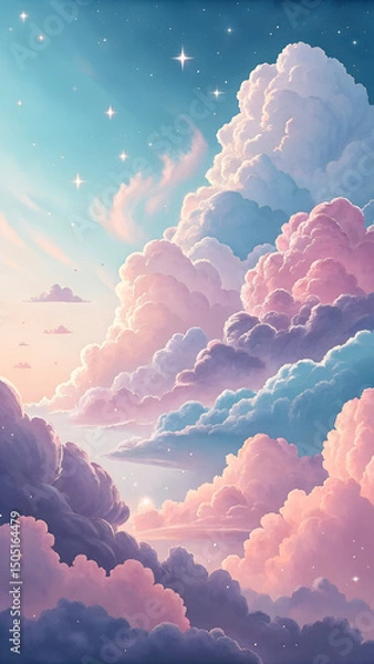 Fototapeta Dreamy Pastel Cloudscape with Soft Gradients