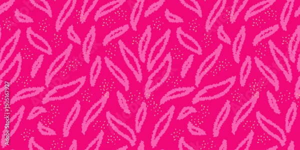 Fototapeta Seamless abstract pattern featuring textured organic shapes on a vivid pink background. Plain contemporary print. Vector han drawn. Designs for textiles, stationery, packaging, and modern decor