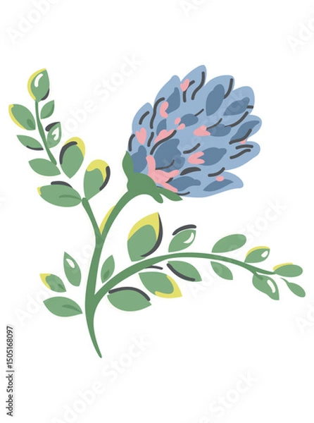 Obraz This stunning image showcases an intricate, abstract Indian floral design. Delicate, swirling patterns and vibrant, jewel-toned flowers dance across the canvas, set against a crisp, white background