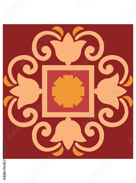 Obraz This stunning image showcases an intricate, abstract Indian floral design. Delicate, swirling patterns and vibrant, jewel-toned flowers dance across the canvas, set against a crisp, white background
