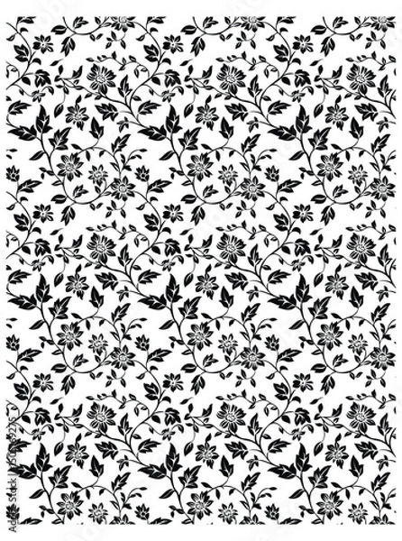 Obraz This stunning image showcases an intricate, abstract Indian floral design. Delicate, swirling patterns and vibrant, jewel-toned flowers dance across the canvas, set against a crisp, white background