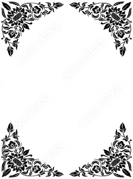 Obraz This stunning image showcases an intricate, abstract Indian floral design. Delicate, swirling patterns and vibrant, jewel-toned flowers dance across the canvas, set against a crisp, white background