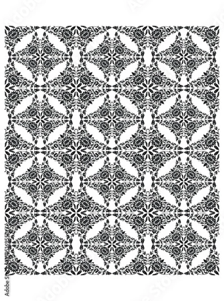 Obraz This stunning image showcases an intricate, abstract Indian floral design. Delicate, swirling patterns and vibrant, jewel-toned flowers dance across the canvas, set against a crisp, white background
