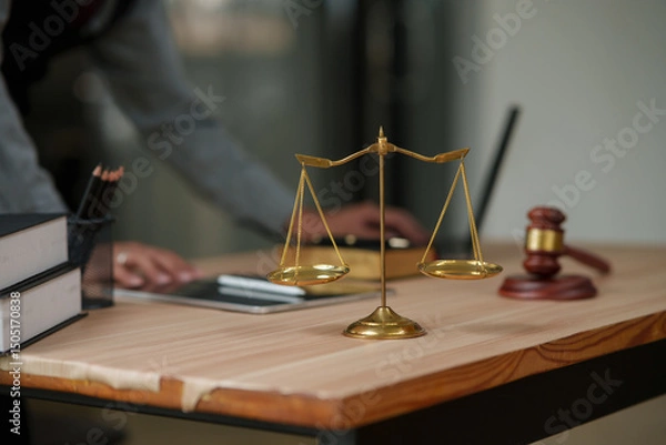 Fototapeta Lawyer and team Talk and consult on solving problems and work related to legal work of lawyers