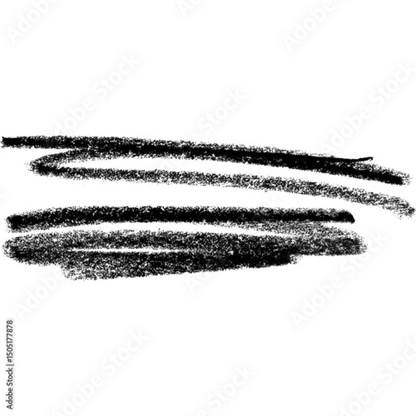 Fototapeta Handrawn crayon doodle, scribble line isolated png, black crayon abstract shape