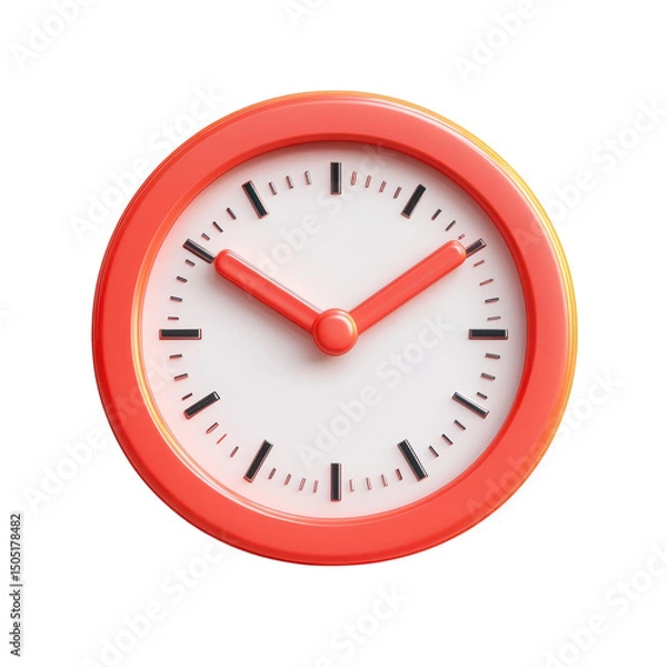 Fototapeta The vibrant coral clock face whispers of urgency and moments ticking by on transparent background