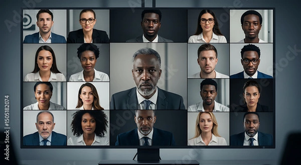 Fototapeta Diverse Business Professionals in a Virtual Meeting