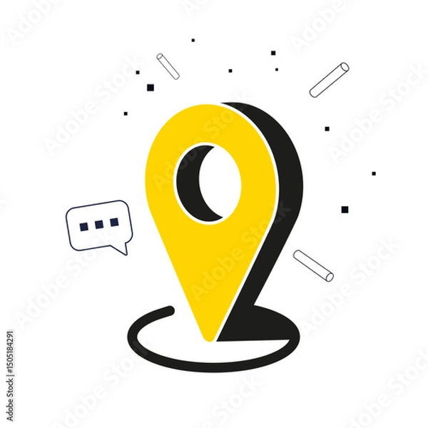 Fototapeta Yellow map pin icon symbolizing location and navigation