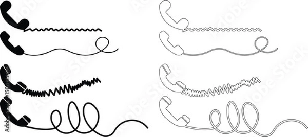 Fototapeta receiver icon set, Vintage phone receiver silhouette template designs elements, Simple element vector from Technology concept .used for business communication support service concepts, website or apps