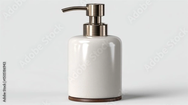 Obraz Modern ceramic soap dispenser with matte finish, centered on white background
