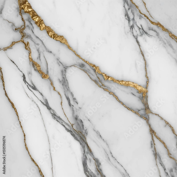 Obraz Elegant white marble with gold veins texture