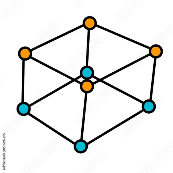Obraz Abstract Cube Network Data Nodes