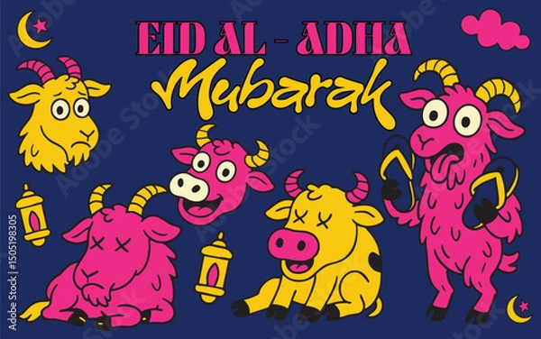 Fototapeta Bright and Playful Eid alAdha Mubarak Illustration