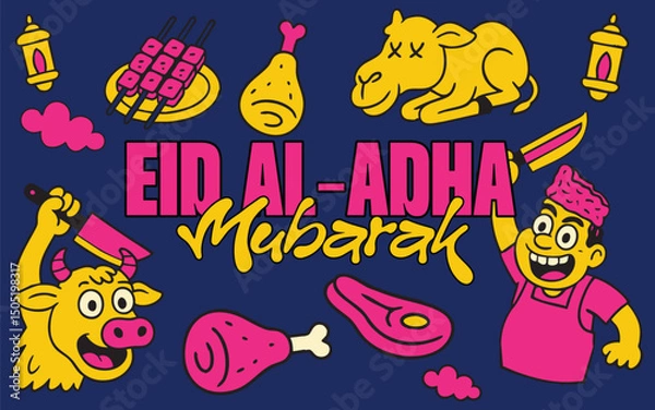 Fototapeta Bright and Playful Eid alAdha Mubarak Illustration