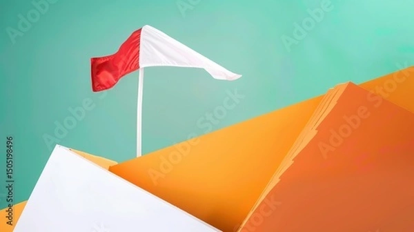 Fototapeta Republic Day Colored Flag Background: Myriad Banners Wave the National Flag, Painting a Magnificent Scroll of the Synchronization between Multicolored Splendor and Joyous Celebration
