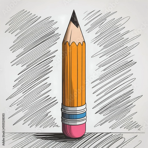 Obraz Large yellow pencil sketch art design illustration