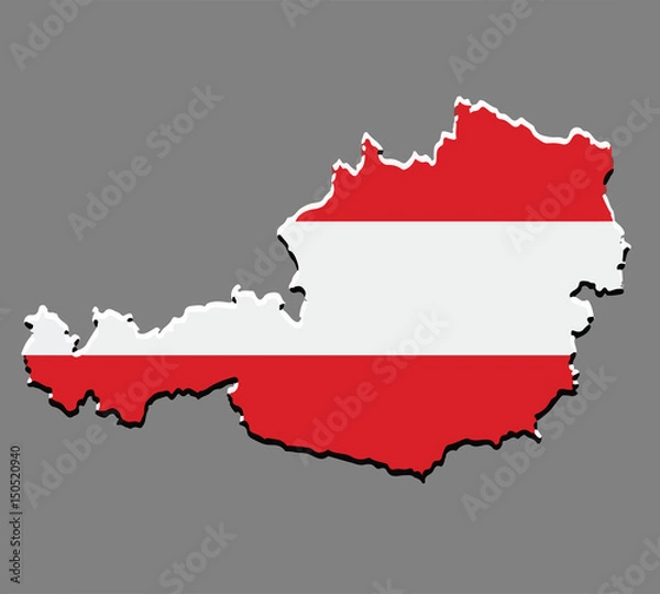 Fototapeta Austria map vector with the austrian flag