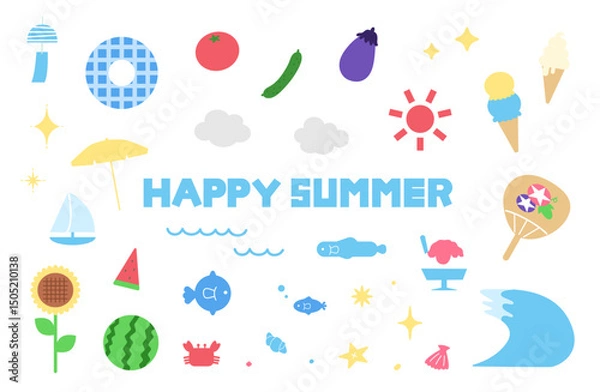 Fototapeta 夏のイラスト素材セット