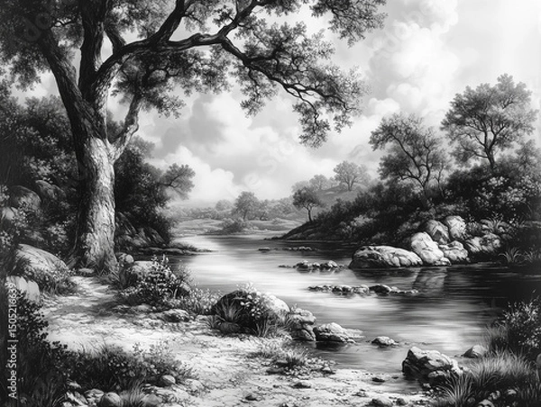 Fototapeta river in the forest