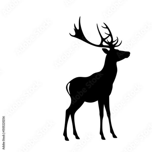 Fototapeta  Majestic Silhouette: The imposing silhouette of a stag deer, with its magnificent antlers. A symbol of wilderness. 