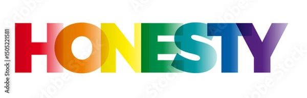 Fototapeta The word Honesty. Vector banner with the text colored rainbow.