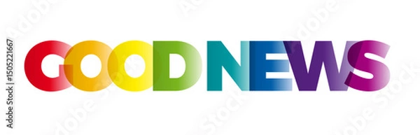 Fototapeta The word Good News. Vector banner with the text colored rainbow.