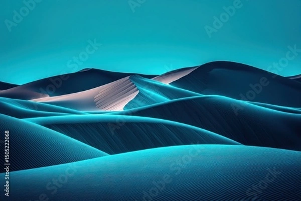 Obraz A massive desert landscape with pulsing holographic lines