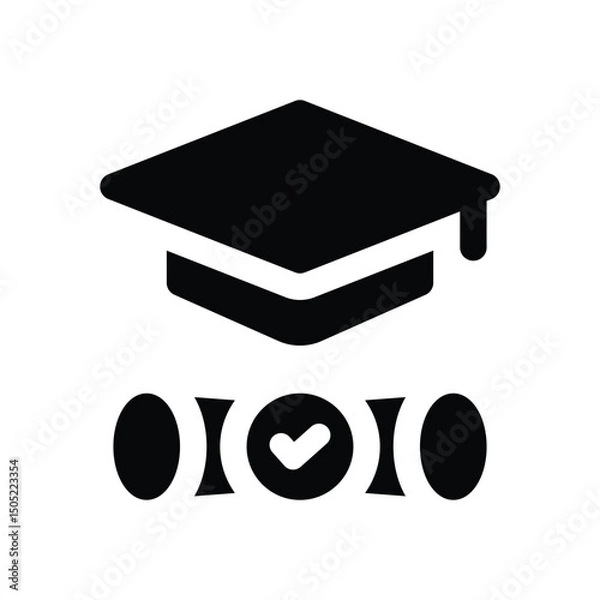 Fototapeta graduation glyph icon. Strong and solid vector icon for websites, mobile interfaces, presentations, and visual branding. High quality and easy to edit.