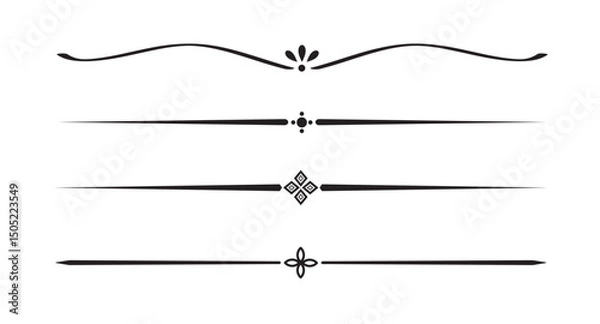 Fototapeta Set of Vintage decorative lines. text dividers. Line border. Lines separators, Borders, Vintage dividers, Underline elements. Vector illustration