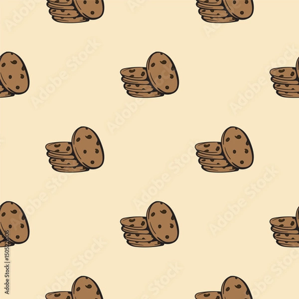 Obraz Raisin cookies. Vector seamless pattern. Endless background for wrapping paper, print, textile