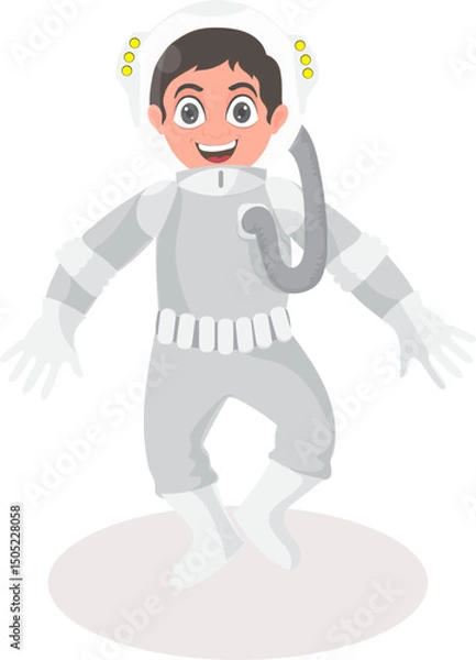 Fototapeta Cartoon Happy Astronaut Man Character Vector Illustration.