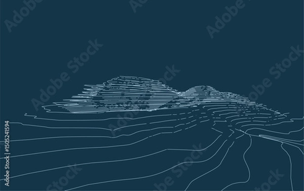 Fototapeta Wireframe surrounding contour. Topographic element pattern for background. Landscape topography contour line and layer. Vector illustration.