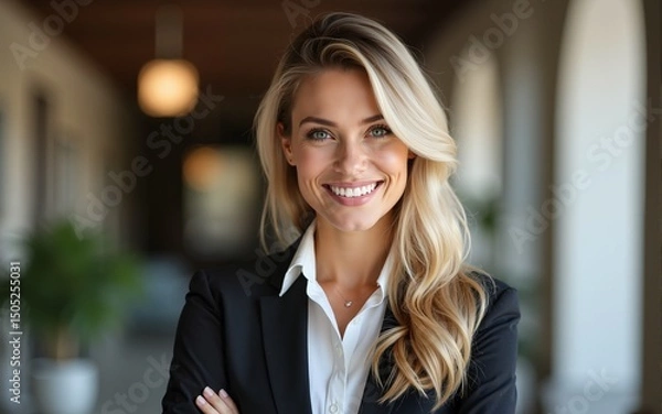 Fototapeta Portrait of smiling female hotel manager looking at camera. High quality