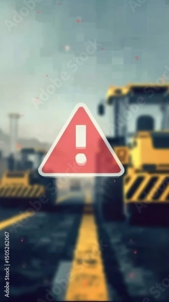 Fototapeta White triangular warning icon with red border and exclamation sign shows alert symbol used in incident management and security incident response