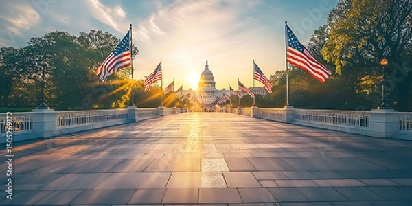Obraz Washington DC Memorial Day Flags Commemoration Ceremony