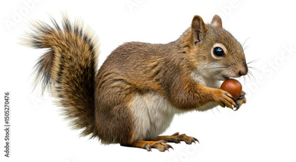 Fototapeta Isolated Squirrel Holding Nut