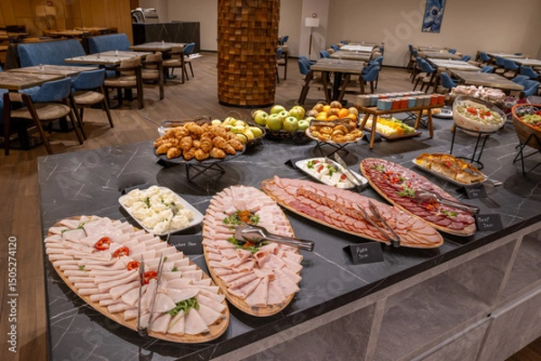 Fototapeta Breakfast buffet with cold cuts
