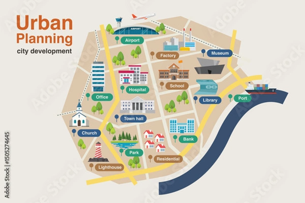 Obraz Urban planning Road and Street Infographic
