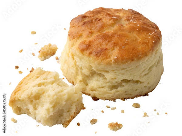 Fototapeta Close Up of a Fresh Buttermilk Biscuit Isolated on transparent background, Isolated Png file, Cut-out, Isolate Png, No Background, Isolated object