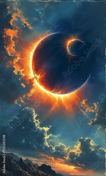 Fototapeta Abstract solar eclipse in the sky