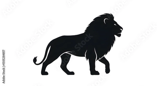 Fototapeta Majestic Lion Silhouette A Powerful Symbol of Strength and Royalty