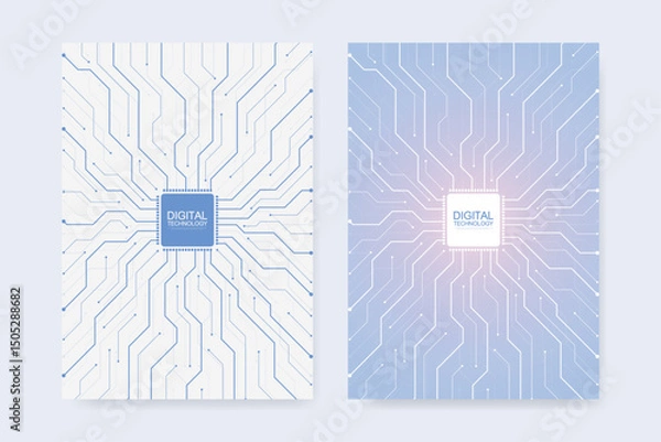 Obraz Abstract digital technology cover template design for a report and brochure, flyer, leaflets, poster, header, banner, website, presentation. Vector illustration