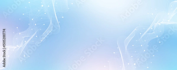 Fototapeta Abstract tech network connection dots. Digital technology and big data analysis background. White background with plexus lines. Geometric background with abstract mesh