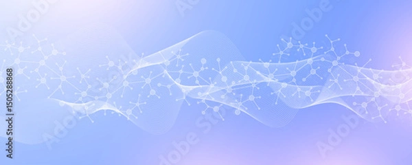 Obraz Colorful molecules background with DNA helix, DNA strand, DNA Test. Molecule or atom, neurons. Abstract structure for science, healthcare or medical background, banner. Scientific vector illustration