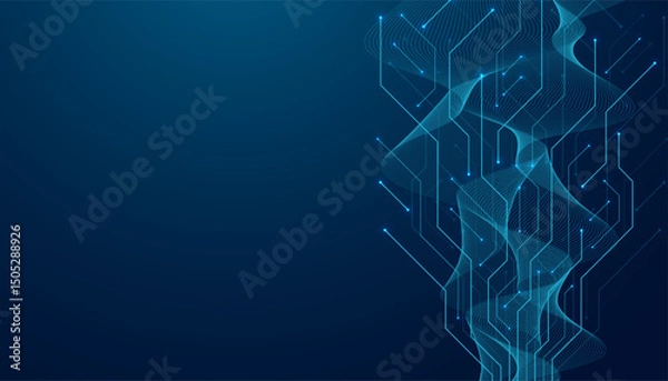Fototapeta Motherboard technology abstract texture design. Creative idea AI banner concept for internet technology. Software coding. Digital concept for poster, cover, banner, header, web, presentation template.