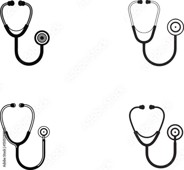 Fototapeta Stethoscope Icons for Medical and Healthcare Applications, stethoscope vector icon set