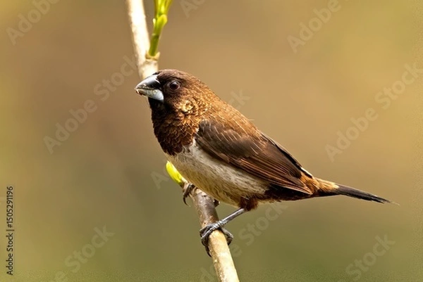 Obraz Capturing the White-rumped Munia, scientifically known as Lonchura striata, in its natural habitat in Sikkim, India.