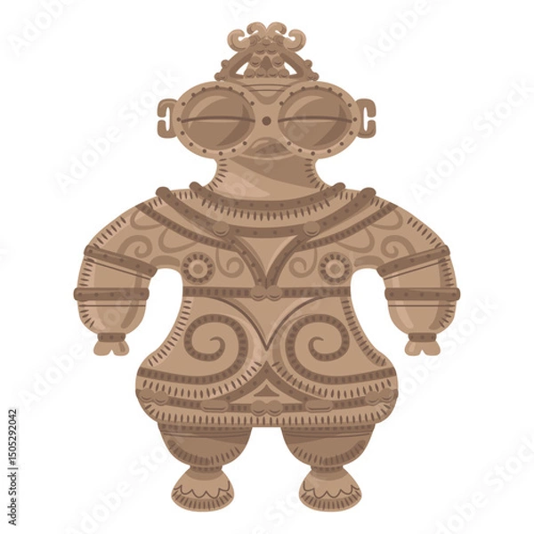 Obraz 縄文時代の土偶のイラスト／Illustration of a clay figurine from the Jomon period
