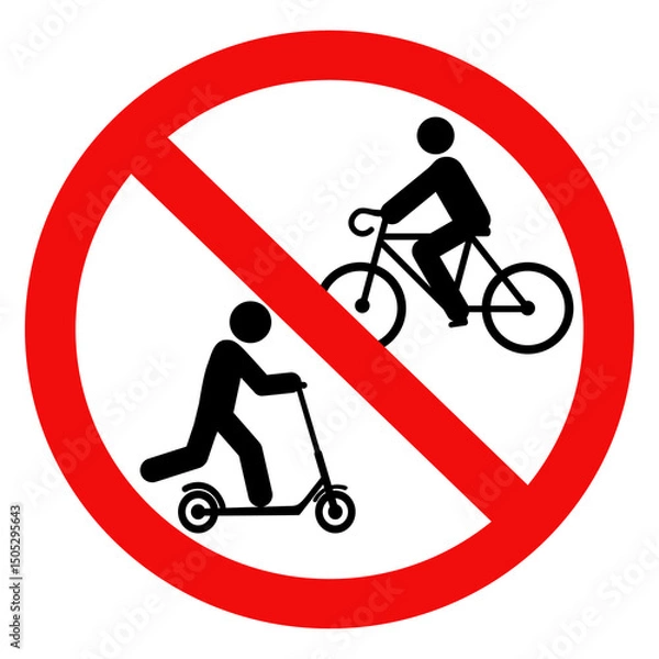 Fototapeta No Bicycles and Scooter sign. Can not ride scooters or bicycles here sign.Vector illustration design