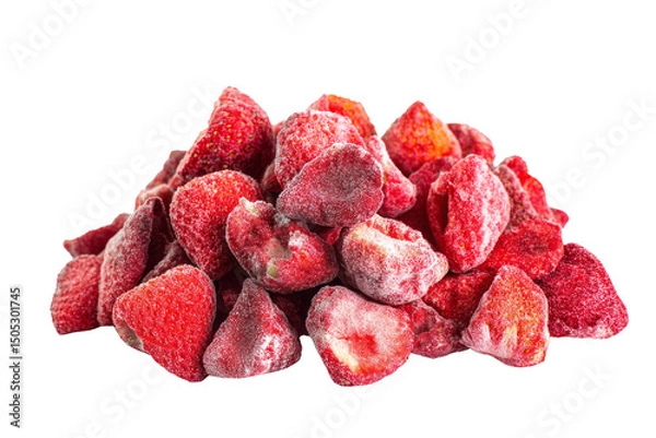 Obraz freeze dried strawberries isolated on transparent background.
